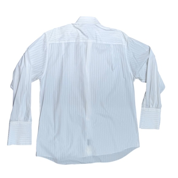 DAVID DONAHUE WHITE TONAL STRIPE TUXEDO SHIRT - Picture 3 of 9
